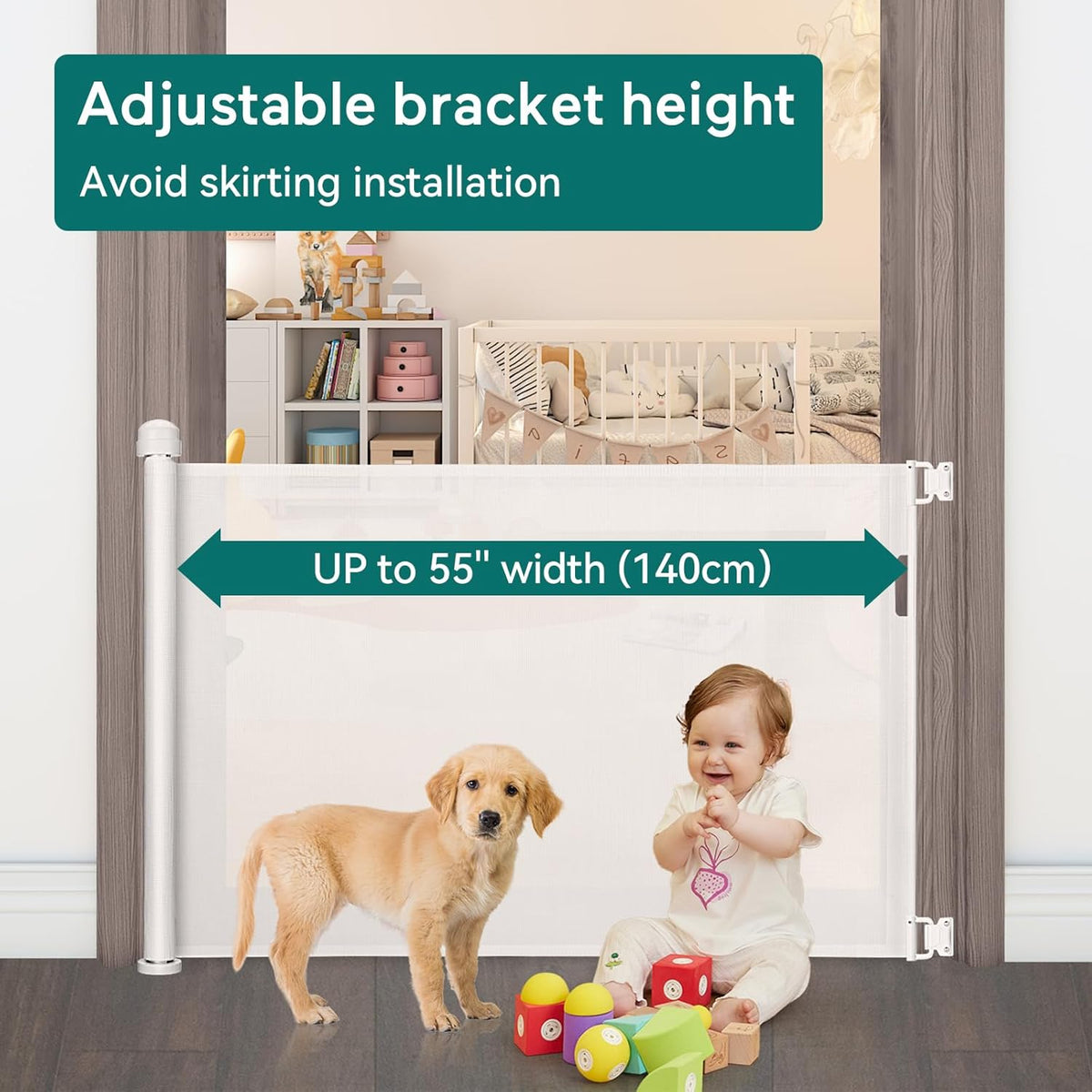 Baby Safety gate, Dog gate Barrier for Home Extends to 140cm Wide 86.5cm Tall, Staircase gate Baby Safety, Baby gate for Staircase, Barricade for Kids Safety - Black Colour