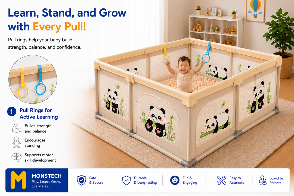 Baby Playpen 150x180cm Pit Balls Playpen for Baby up to 5 Years with Anti-Fall Rings, Safety Lock, Breathable Mesh, Kids Activity Center Play Pen