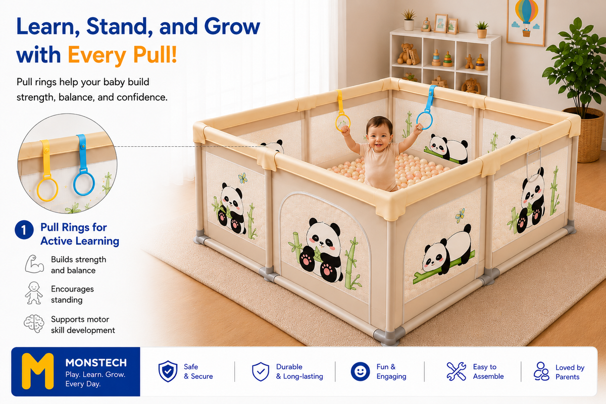 Baby Playpen 150x180cm Pit Balls Playpen for Baby up to 5 Years with Anti-Fall Rings, Safety Lock, Breathable Mesh, Kids Activity Center Play Pen
