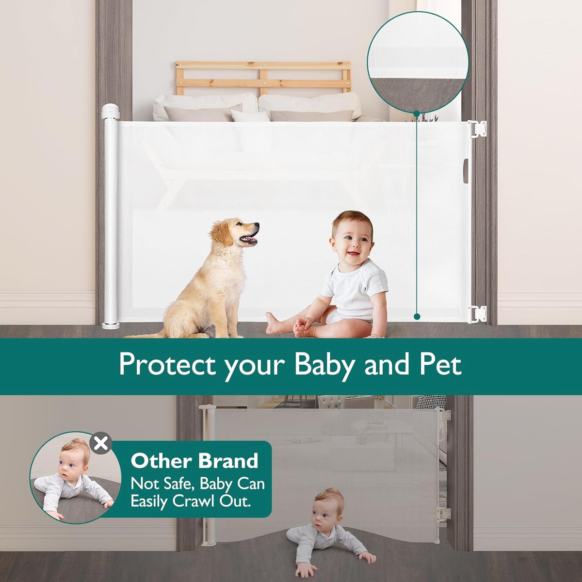 Baby Safety gate, Dog gate Barrier for Home Extends to 140cm Wide 86.5cm Tall, Staircase gate Baby Safety, Baby gate for Staircase, Barricade for Kids Safety - Black Colour