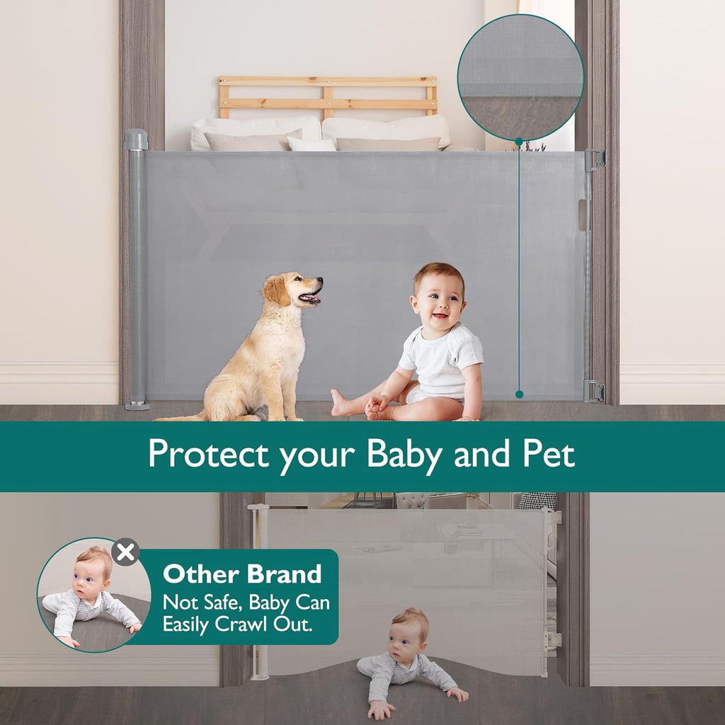 Baby Safety gate, Dog gate Barrier for Home Extends to 140cm Wide 86.5cm Tall, Staircase gate Baby Safety, Baby gate for Staircase, Barricade for Kids Safety - Black Colour