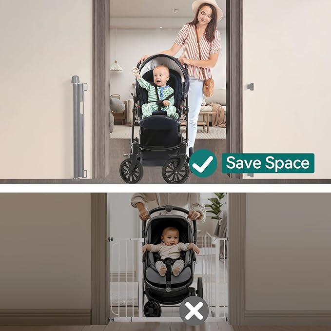 Baby Safety gate, Dog gate Barrier for Home Extends to 140cm Wide 86.5cm Tall, Staircase gate Baby Safety, Baby gate for Staircase, Barricade for Kids Safety - Black Colour