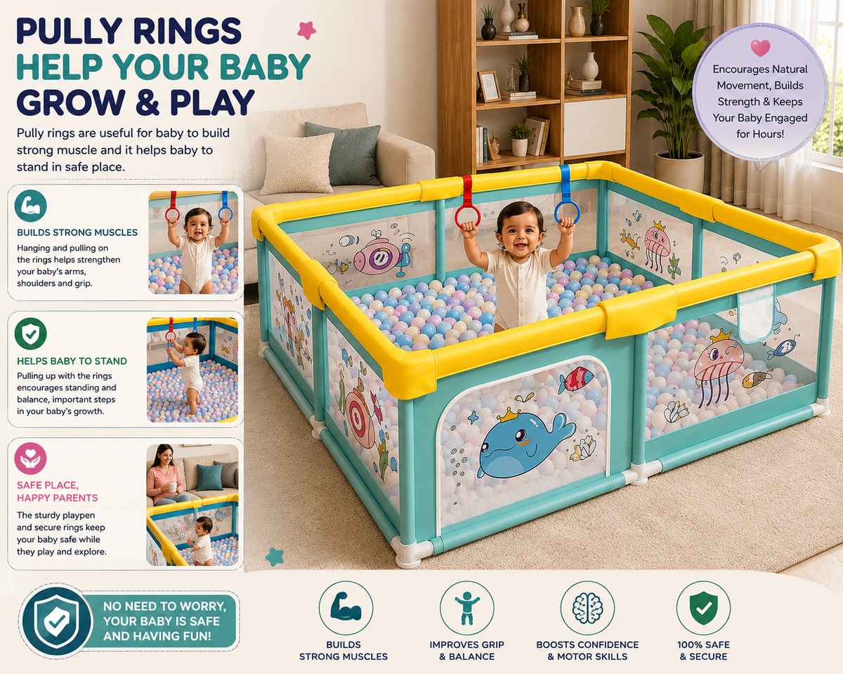 Baby Playpen 150x180cm Pit Balls Playpen for Baby up to 5 Years with Anti-Fall Rings, Safety Lock, Breathable Mesh, Kids Activity Center Play Pen