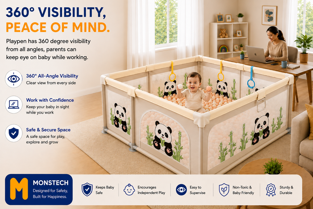 Baby Playpen 150x180cm Pit Balls Playpen for Baby up to 5 Years with Anti-Fall Rings, Safety Lock, Breathable Mesh, Kids Activity Center Play Pen