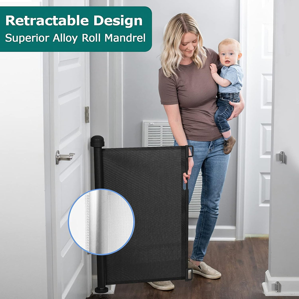 Baby Safety gate, Dog gate Barrier for Home Extends to 140cm Wide 86.5cm Tall, Staircase gate Baby Safety, Baby gate for Staircase, Barricade for Kids Safety - Black Colour