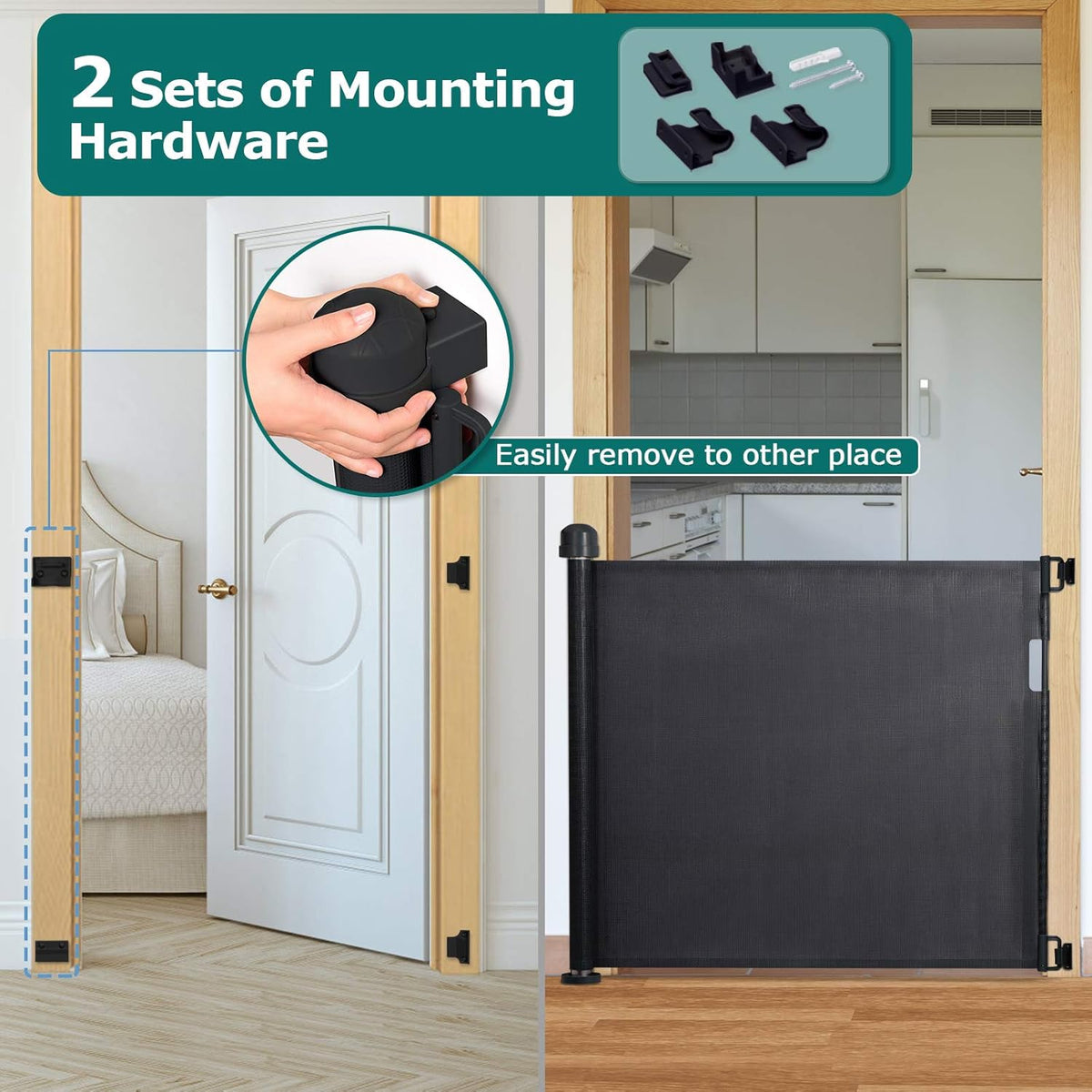 Baby Safety gate, Dog gate Barrier for Home Extends to 140cm Wide 86.5cm Tall, Staircase gate Baby Safety, Baby gate for Staircase, Barricade for Kids Safety - Black Colour