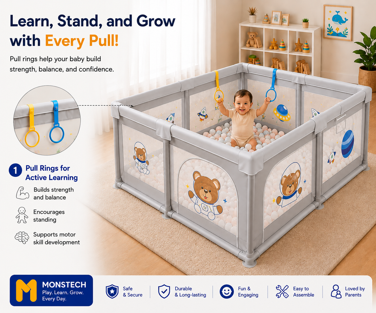 Baby Playpen 150x180cm Pit Balls Playpen for Baby up to 5 Years with Anti-Fall Rings, Safety Lock, Breathable Mesh, Kids Activity Center Play Pen