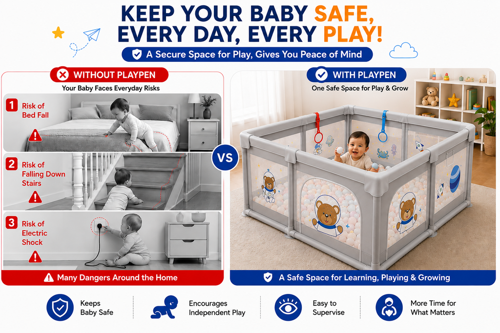 Baby Playpen 150x180cm Pit Balls Playpen for Baby up to 5 Years with Anti-Fall Rings, Safety Lock, Breathable Mesh, Kids Activity Center Play Pen