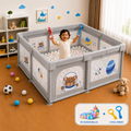 Baby Playpen 150x180cm Pit Balls Playpen for Baby up to 5 Years with Anti-Fall Rings, Safety Lock, Breathable Mesh, Kids Activity Center Play Pen
