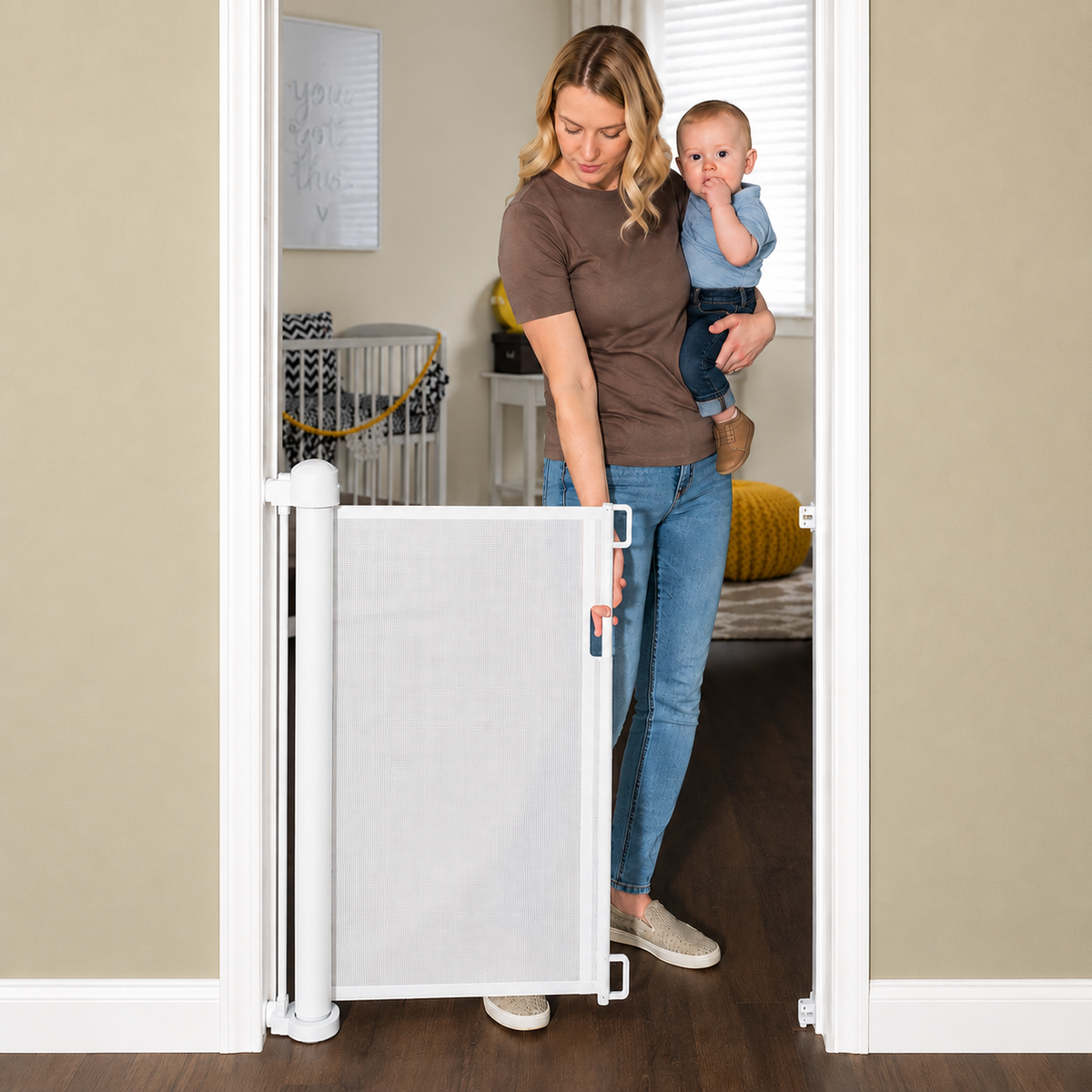 Baby Safety gate, Dog gate Barrier for Home Extends to 140cm Wide 86.5cm Tall, Staircase gate Baby Safety, Baby gate for Staircase, Barricade for Kids Safety - Black Colour