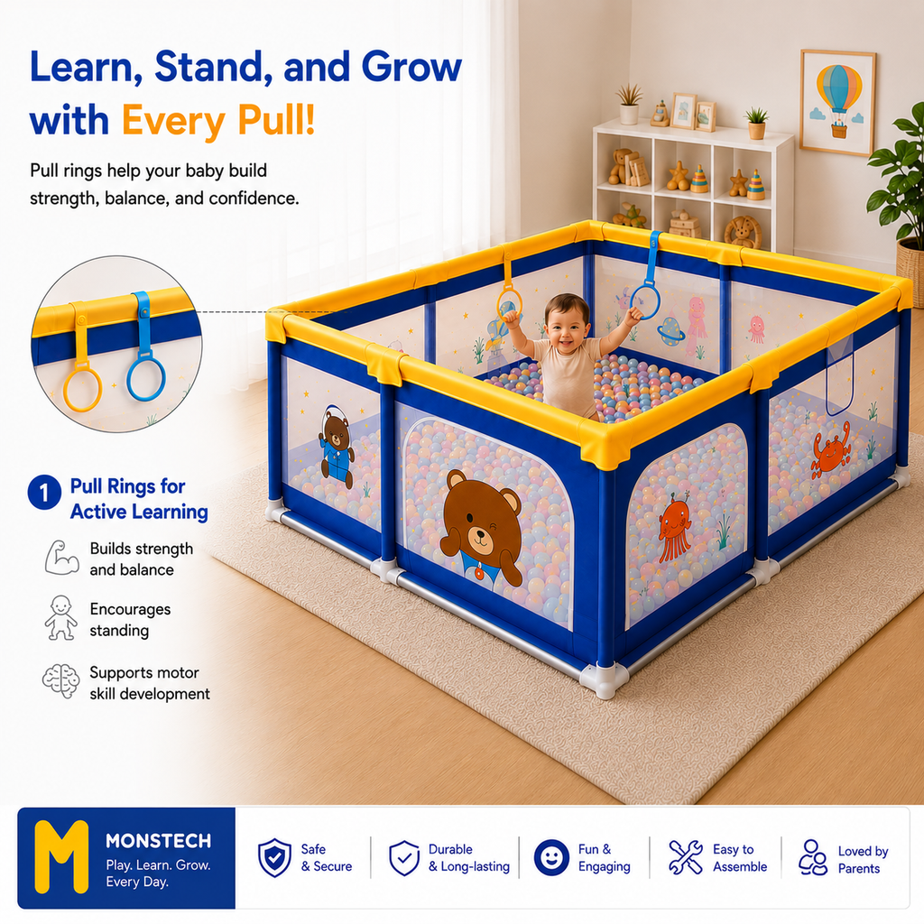 Baby Playpen 150x180cm Pit Balls Playpen for Baby up to 5 Years with Anti-Fall Rings, Safety Lock, Breathable Mesh, Kids Activity Center Play Pen