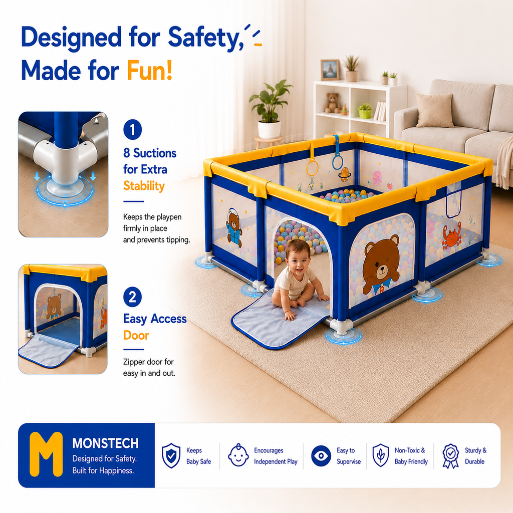 Baby Playpen 150x180cm Pit Balls Playpen for Baby up to 5 Years with Anti-Fall Rings, Safety Lock, Breathable Mesh, Kids Activity Center Play Pen