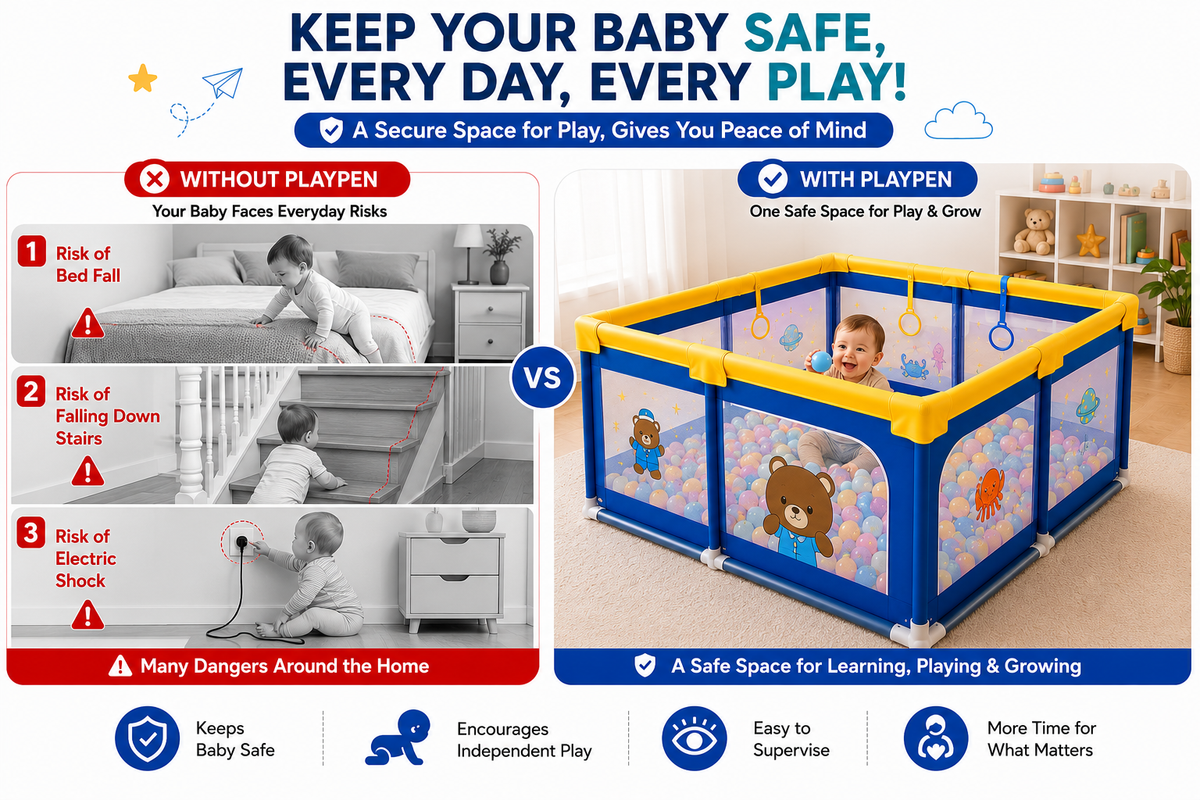 Baby Playpen 150x180cm Pit Balls Playpen for Baby up to 5 Years with Anti-Fall Rings, Safety Lock, Breathable Mesh, Kids Activity Center Play Pen