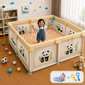 Baby Playpen 150x180cm Pit Balls Playpen for Baby up to 5 Years with Anti-Fall Rings, Safety Lock, Breathable Mesh, Kids Activity Center Play Pen